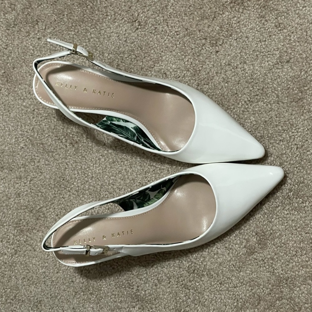 Kelly & Katie White Pleather Heels